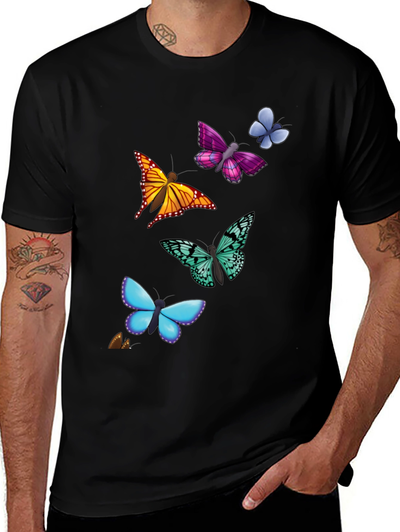 Butterfly Print T-Shirt - Casual Style Short Sleeve