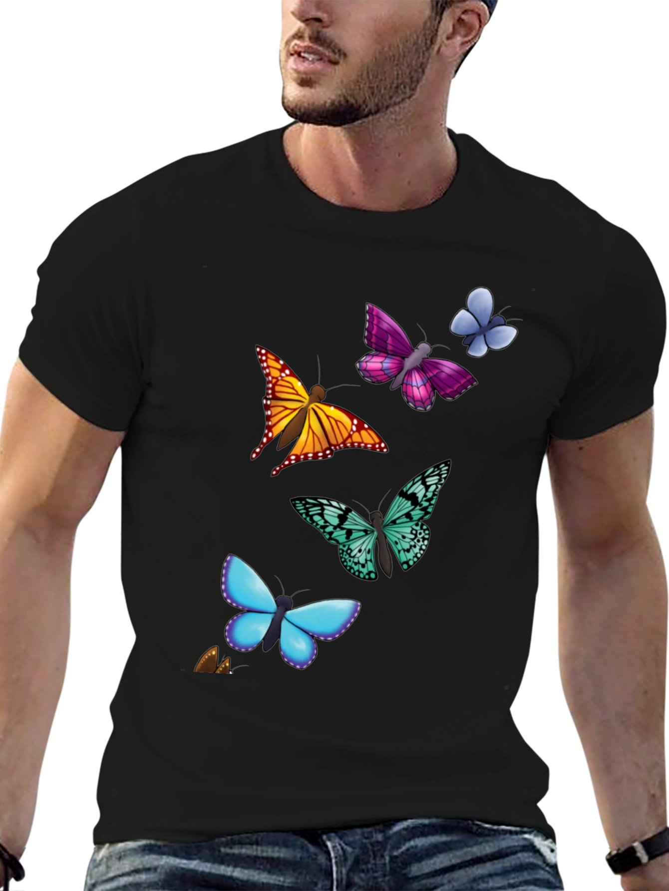 Butterfly Print T-Shirt - Casual Style Short Sleeve