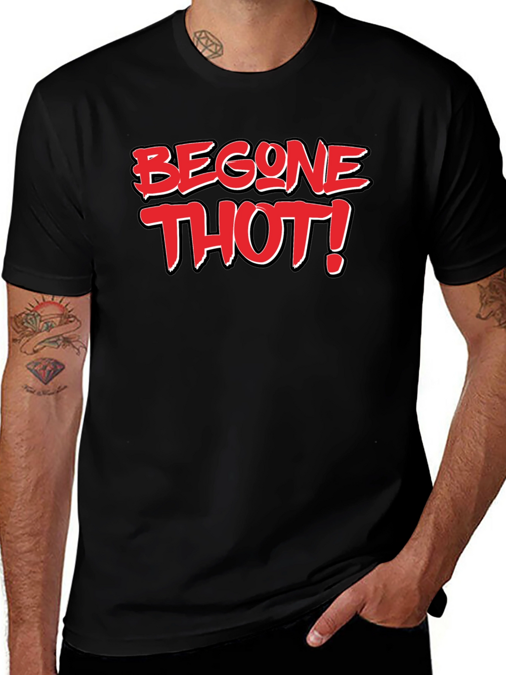 Begone Thot! Black T-Shirt - Bold Graphic Novelty Tee