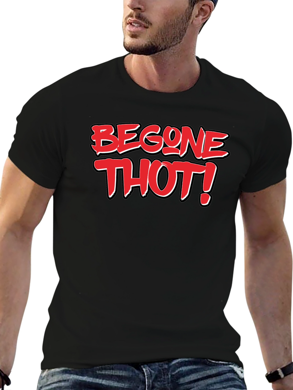 Begone Thot! Black T-Shirt - Bold Graphic Novelty Tee