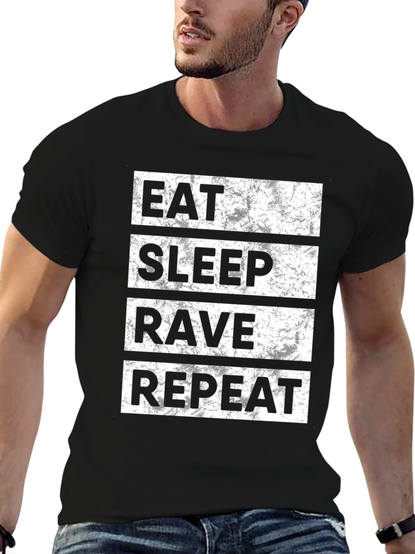 Eat Sleep Rave Repeat Black T-Shirt