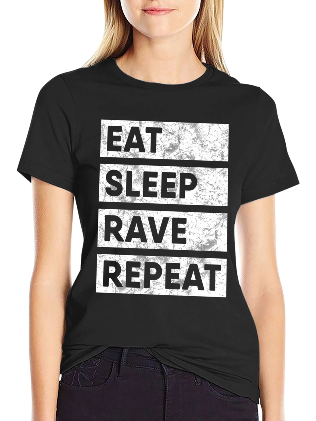 Eat Sleep Rave Repeat Black T-Shirt