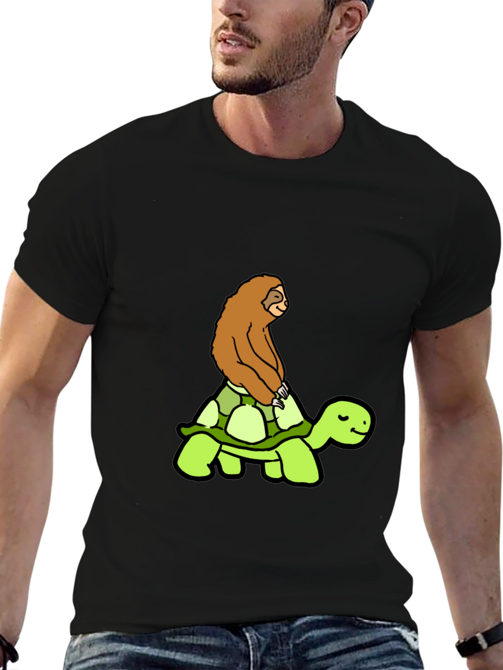 Sloth Riding Turtle T-Shirt Funny Slow Animals Tee