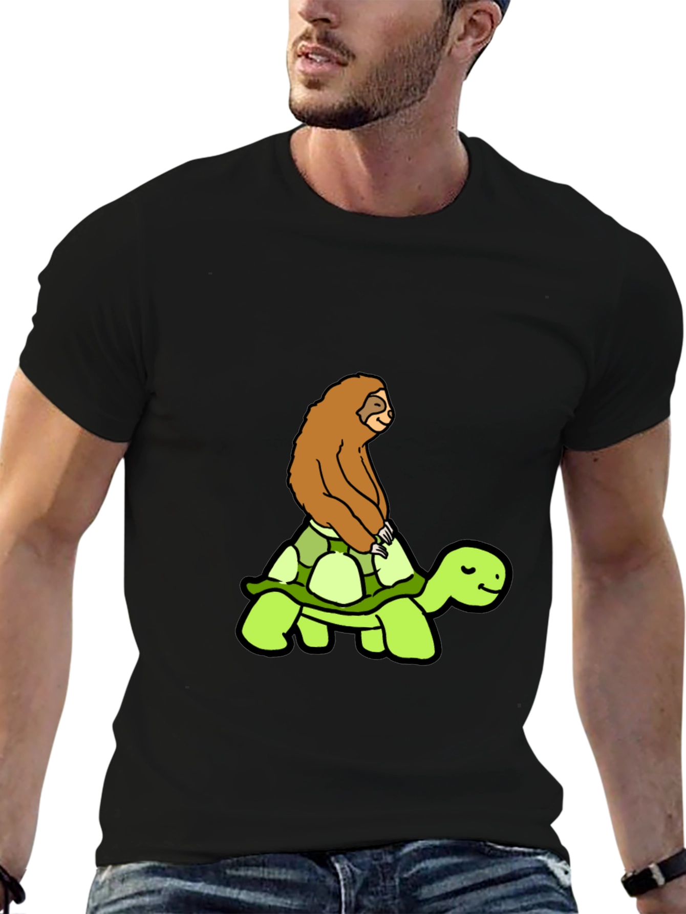Sloth Riding Turtle T-Shirt Funny Slow Animals Tee