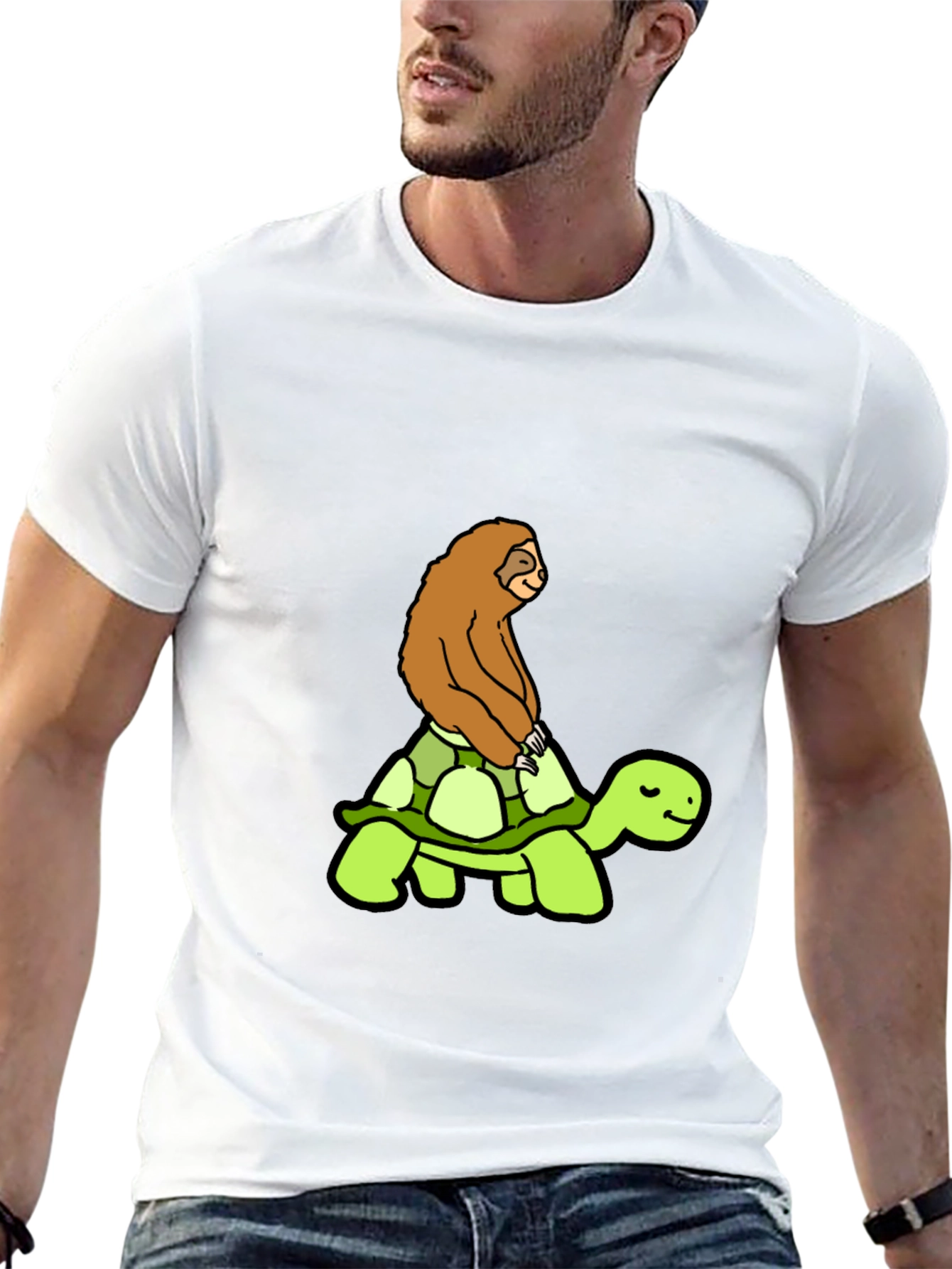 Sloth Riding Turtle T-Shirt Funny Slow Animals Tee