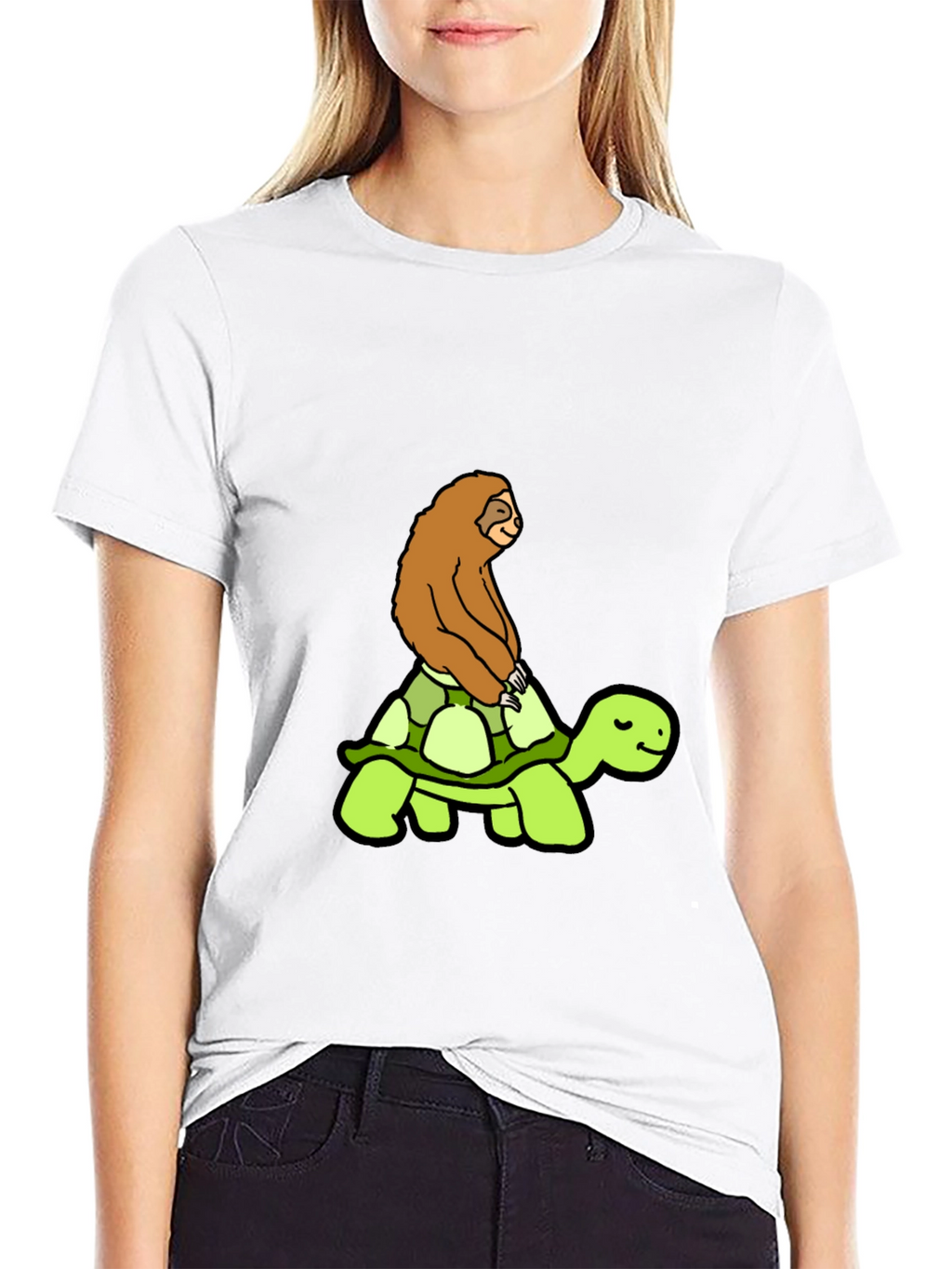 Sloth Riding Turtle T-Shirt Funny Slow Animals Tee