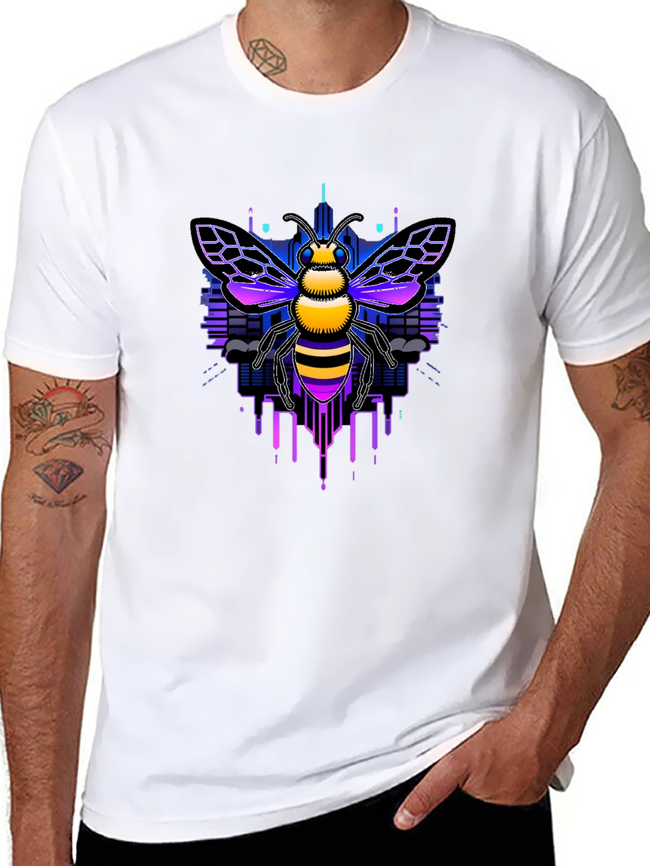 Cyberpunk Bee Graphic Tee - Unique Design