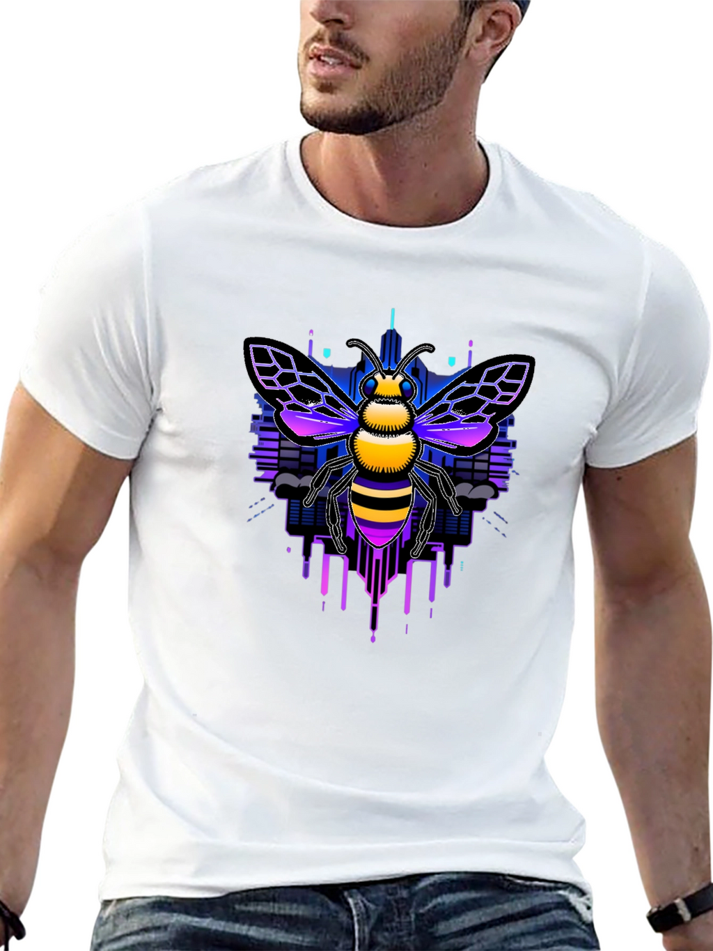 Cyberpunk Bee Graphic Tee - Unique Design