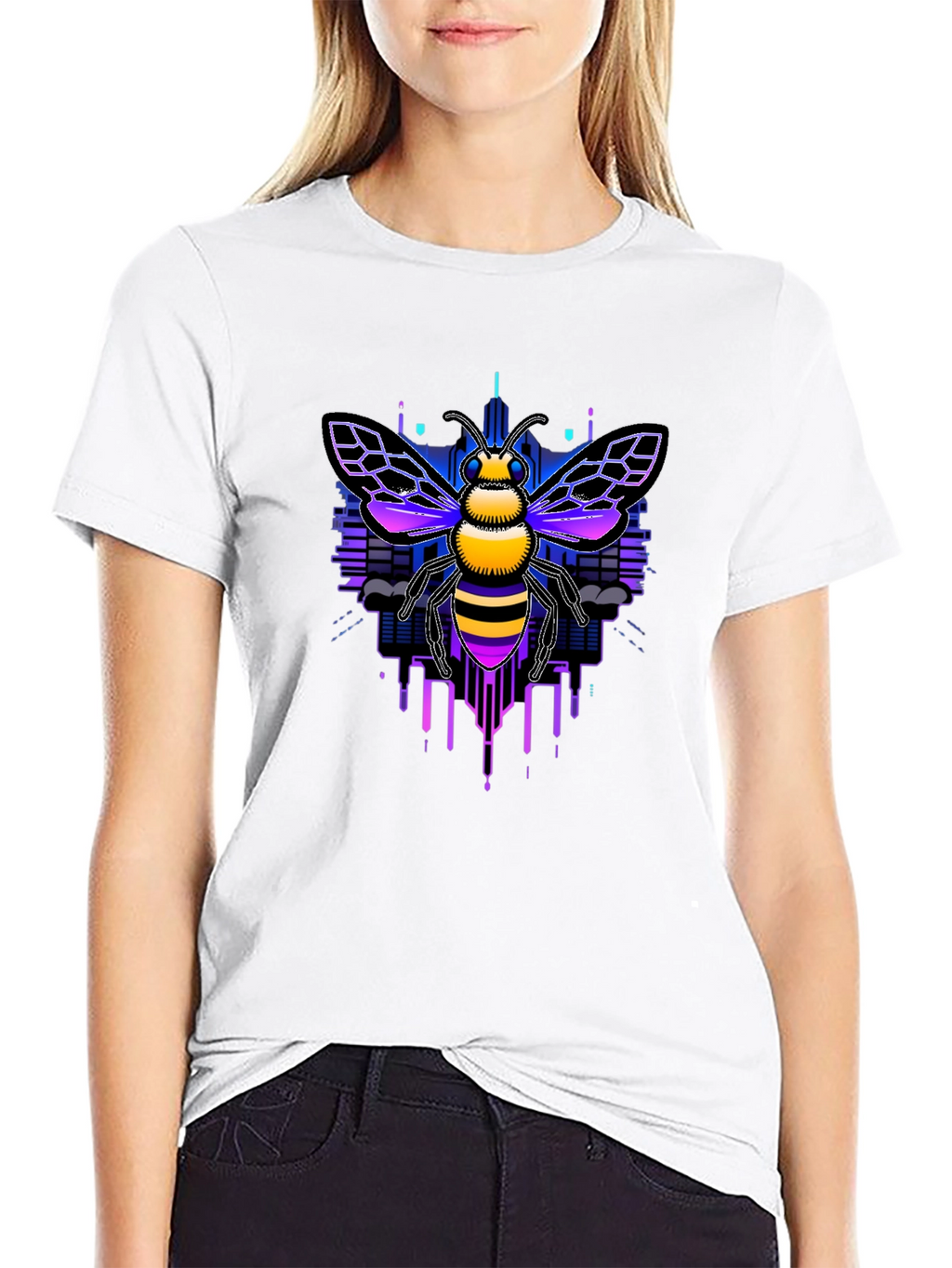 Cyberpunk Bee Graphic Tee - Unique Design