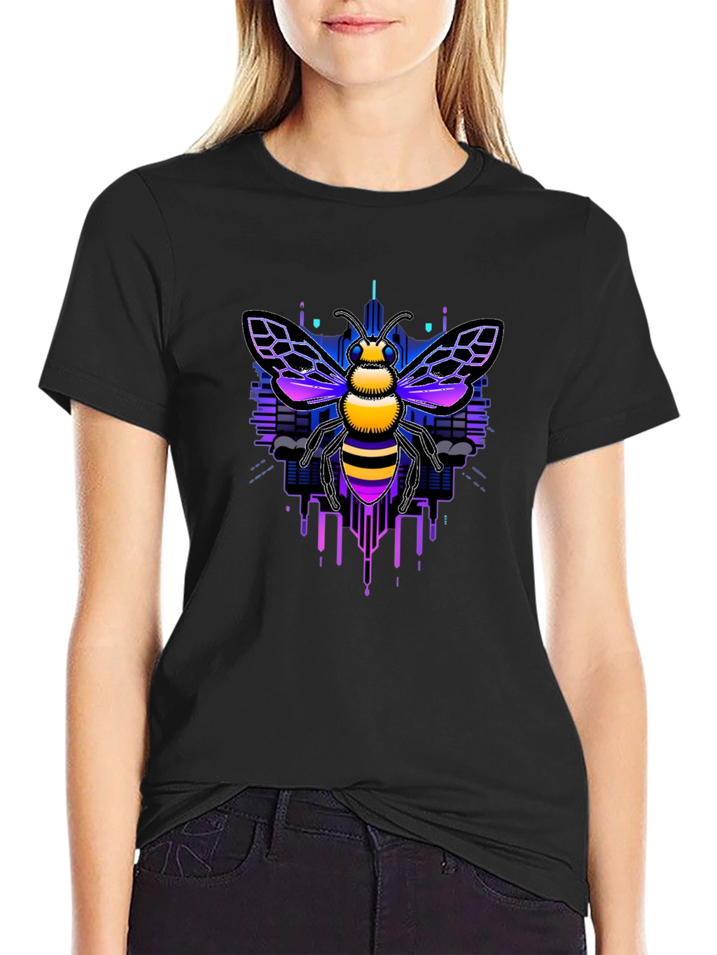 Cyberpunk Bee Graphic Tee - Unique Design