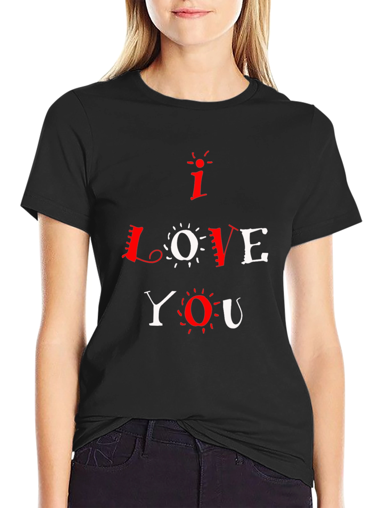 I Love You Black Graphic Tee - Mens Crew Neck T-Shirt