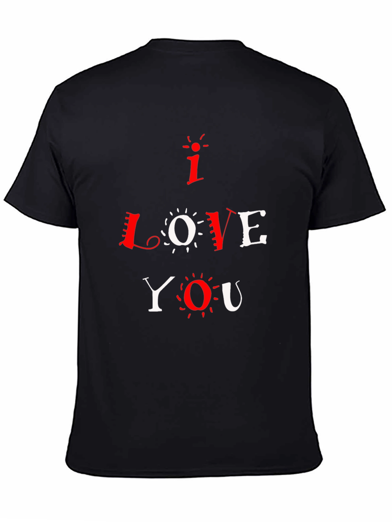 I Love You Black Graphic Tee - Mens Crew Neck T-Shirt