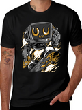 Retro TV Head Pizza Skateboarding Graphic Tee
