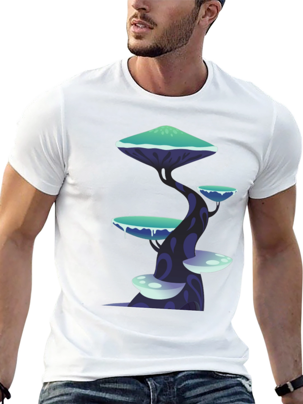 Fantasy Mushroom Tree Graphic Tee - Unique Design