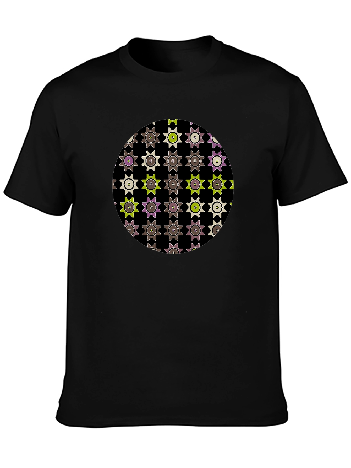 Geometric Print Black Tee