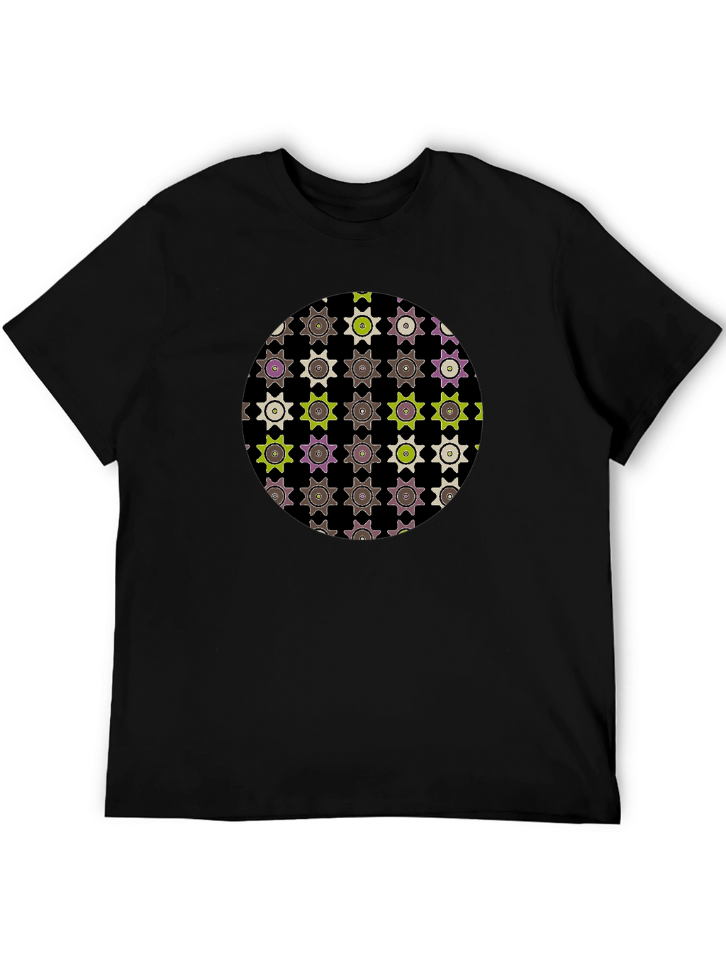 Geometric Print Black Tee