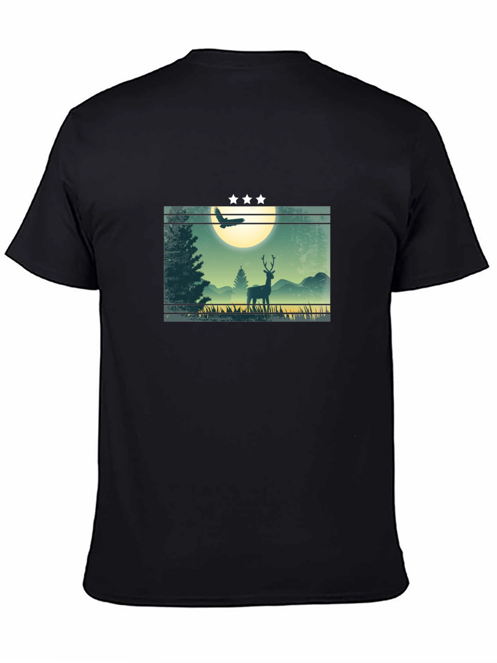Nature Deer Graphic T-Shirt - Mens Black Tee