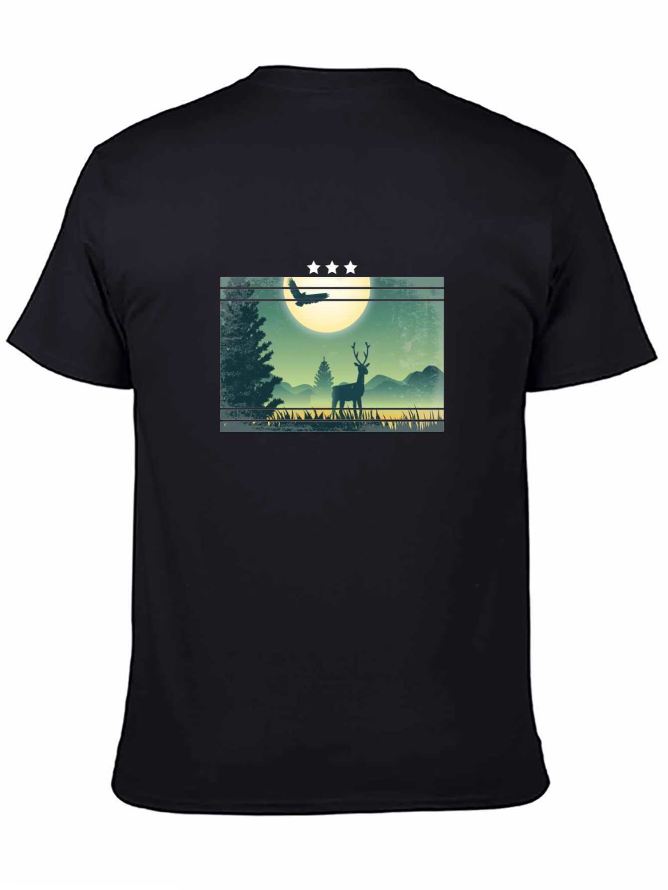 Nature Deer Graphic T-Shirt - Mens Black Tee