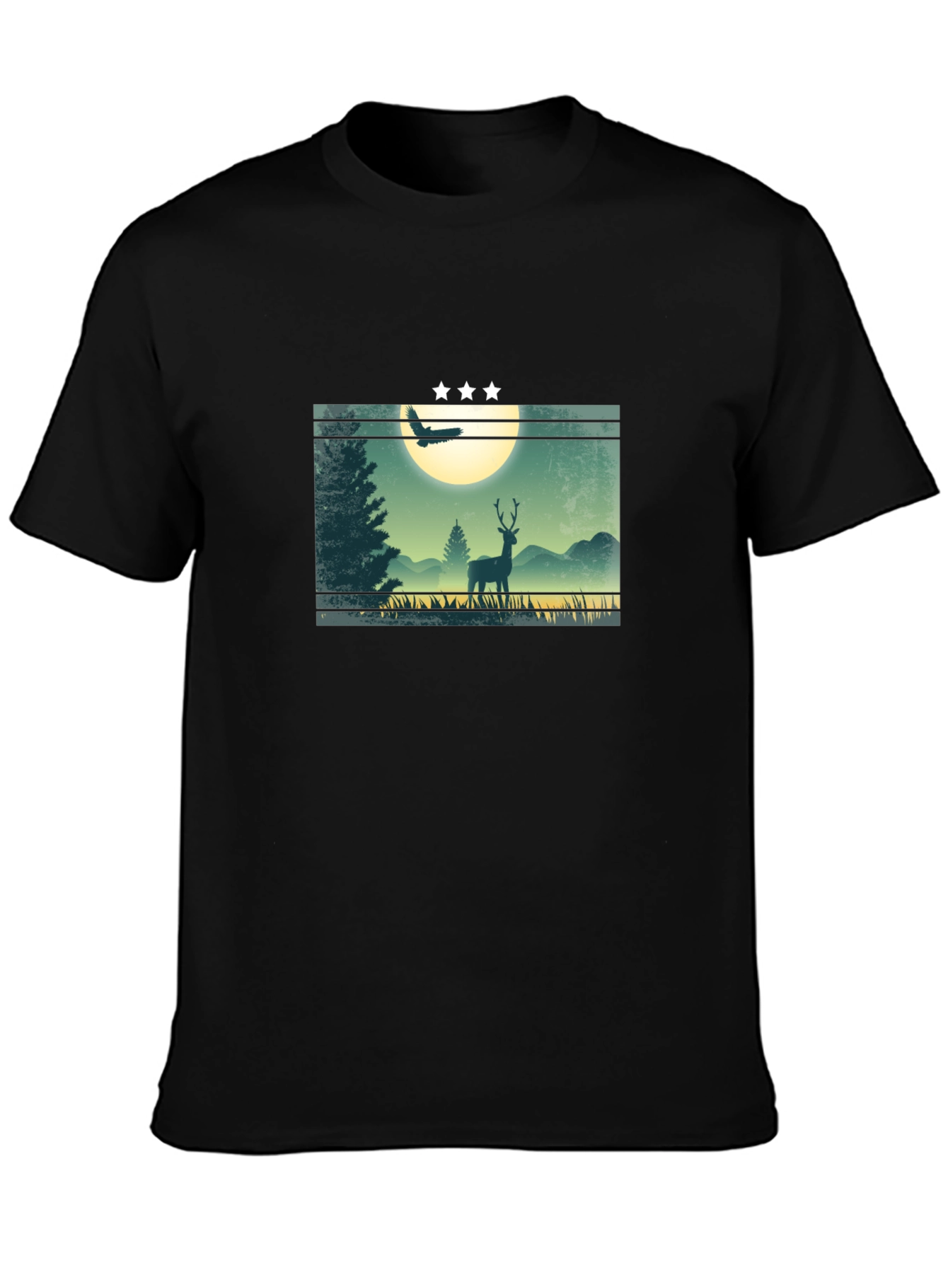 Nature Deer Graphic T-Shirt - Mens Black Tee