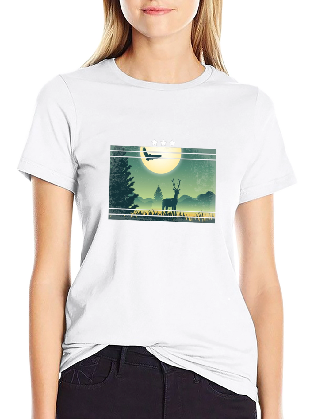 Nature Deer Graphic T-Shirt - Mens Black Tee