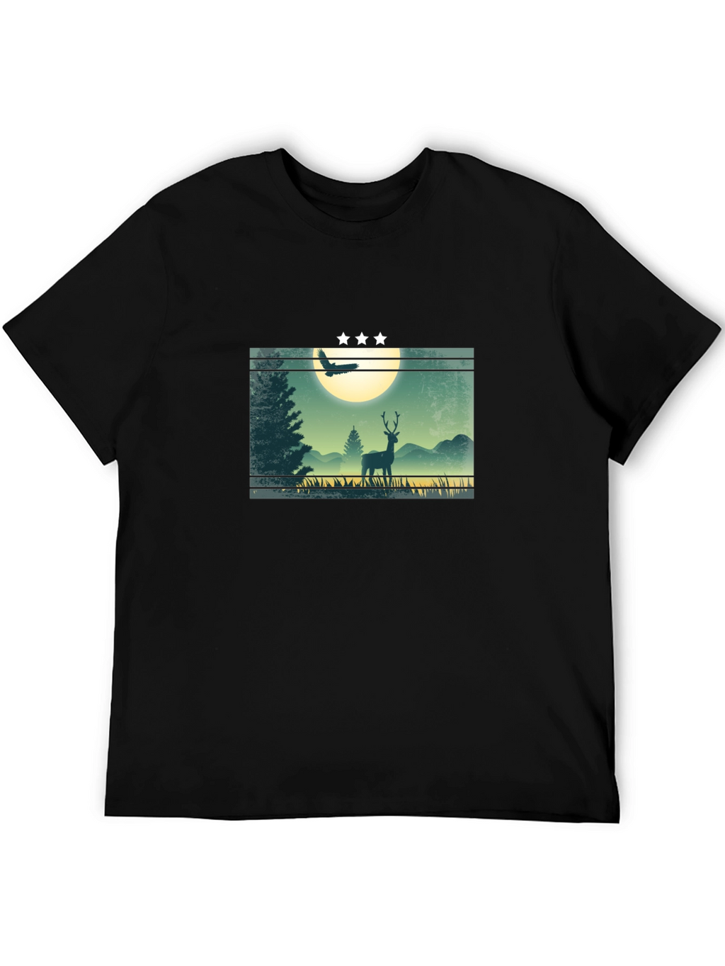 Nature Deer Graphic T-Shirt - Mens Black Tee