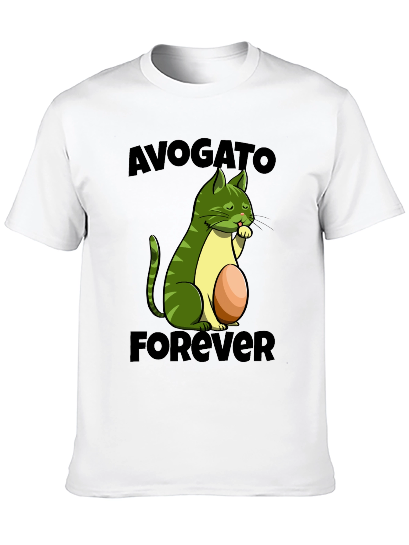 Avogato Forever T-Shirt - Avocado Cat Design