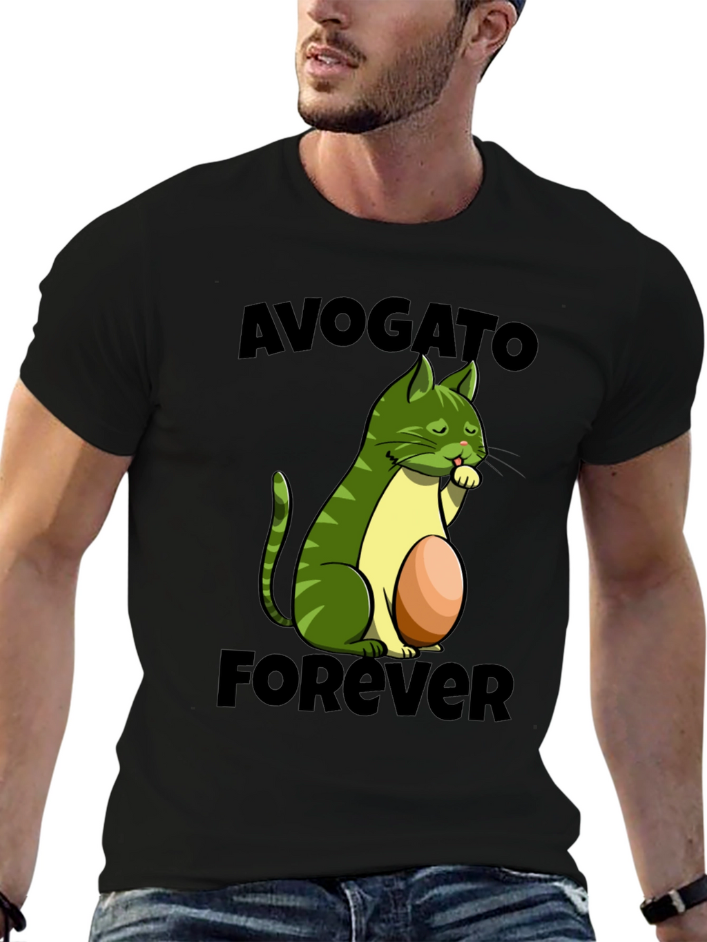Avogato Forever T-Shirt - Avocado Cat Design