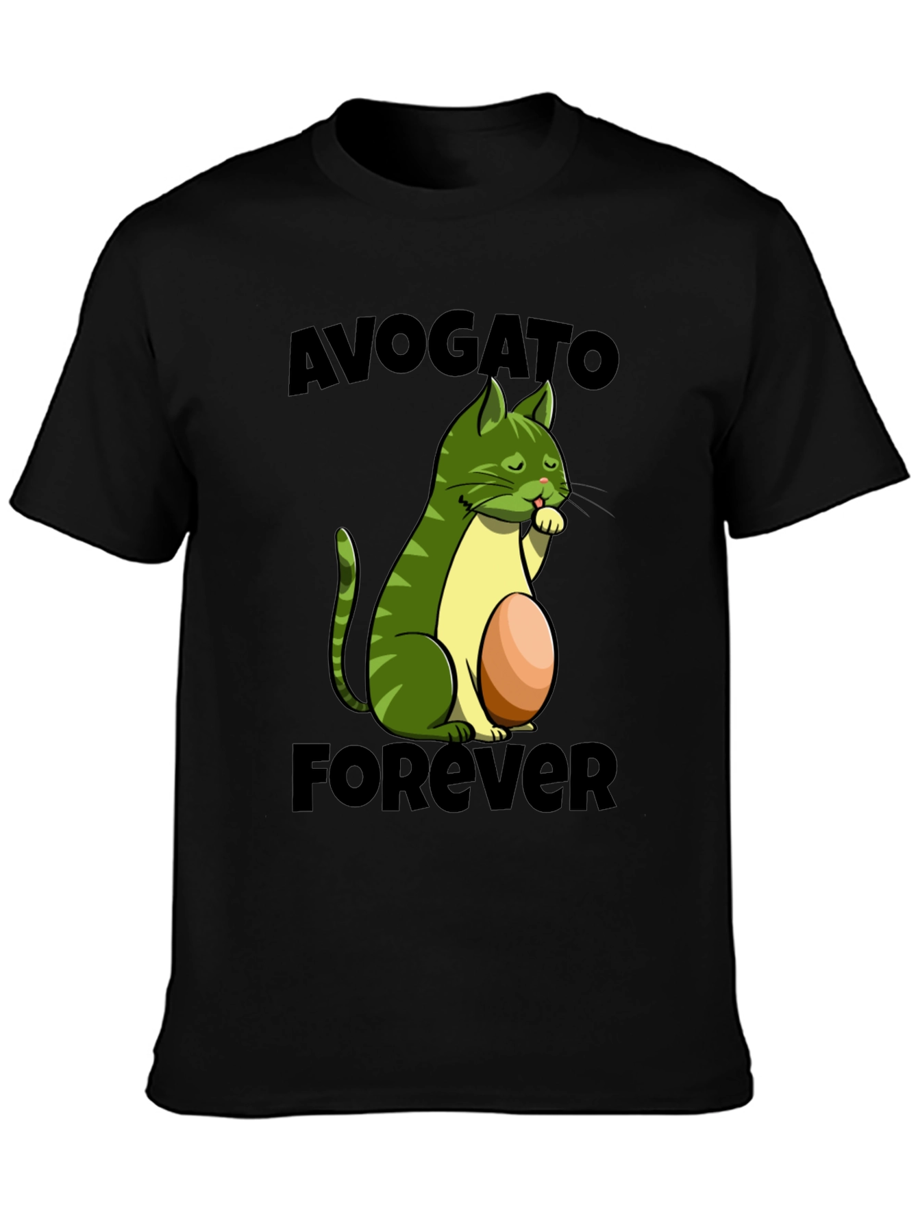 Avogato Forever T-Shirt - Avocado Cat Design