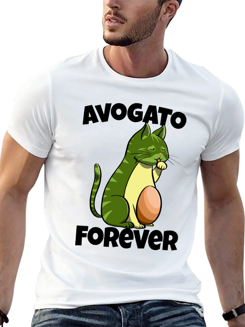Avogato Forever T-Shirt - Avocado Cat Design