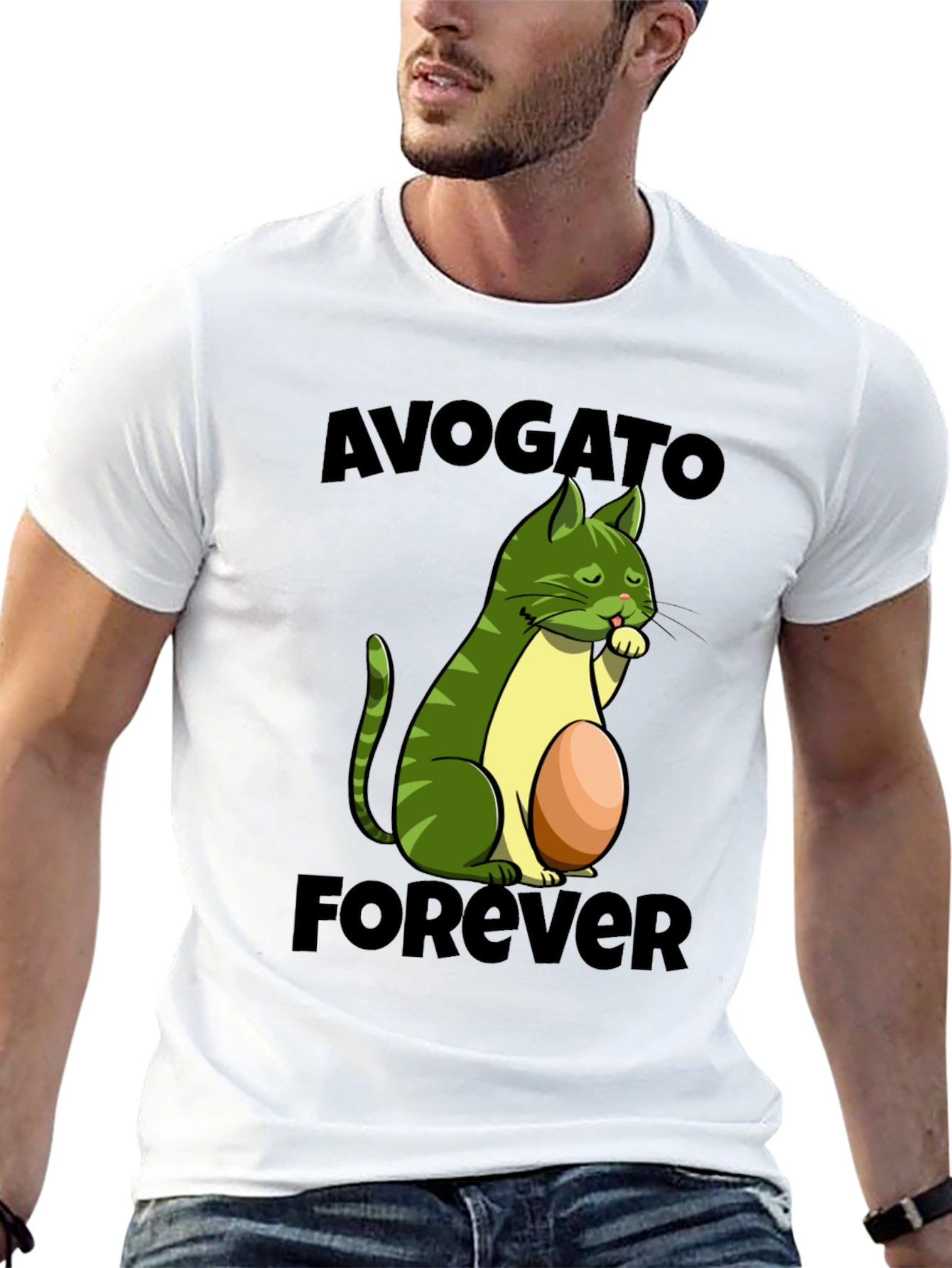 Avogato Forever T-Shirt - Avocado Cat Design