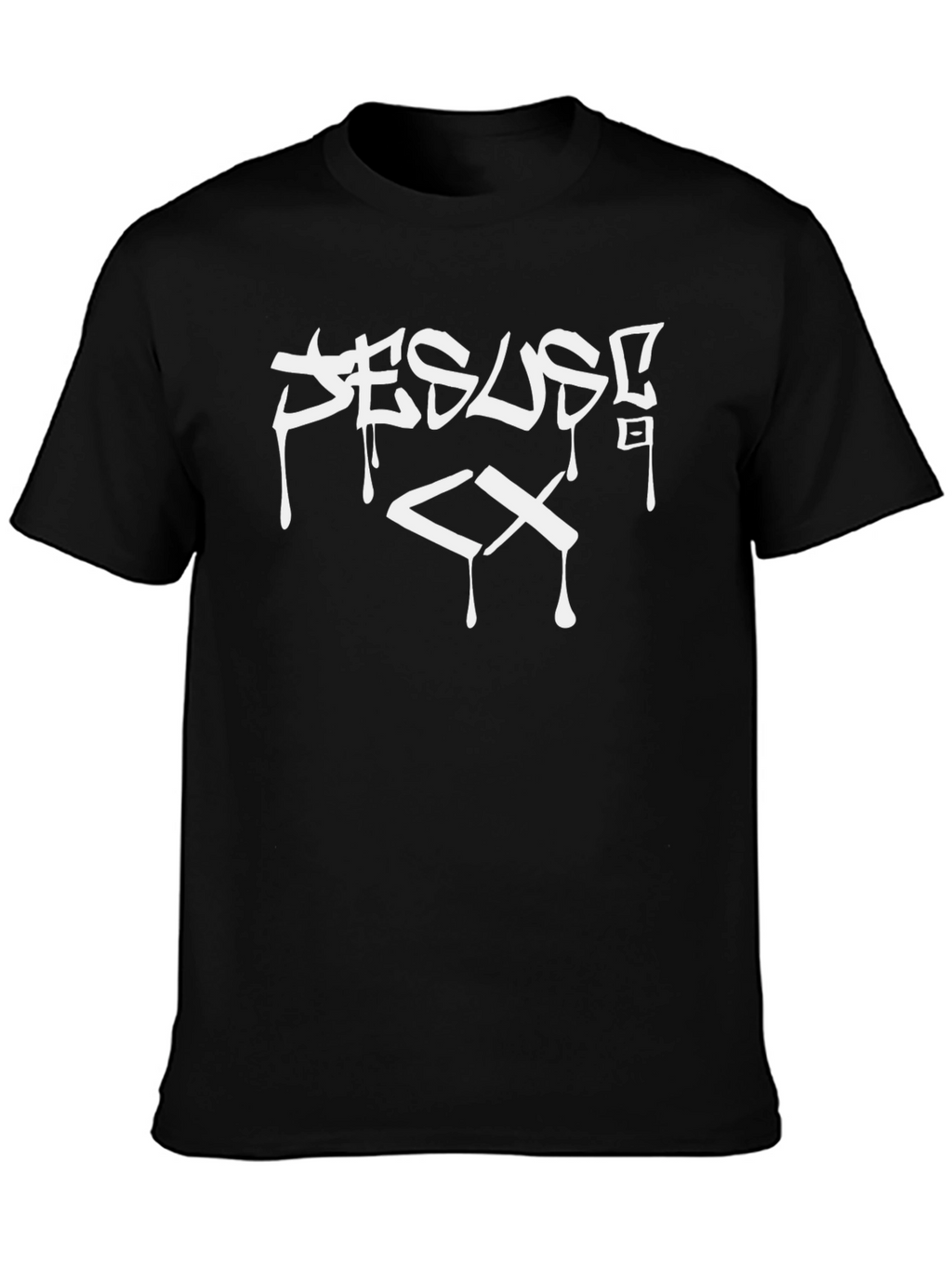Edgy Black Graphic Tee - JESUS CX Design