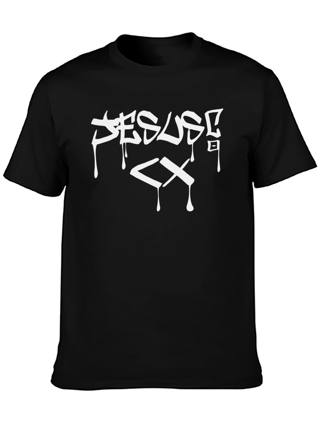 Edgy Black Graphic Tee - JESUS CX Design