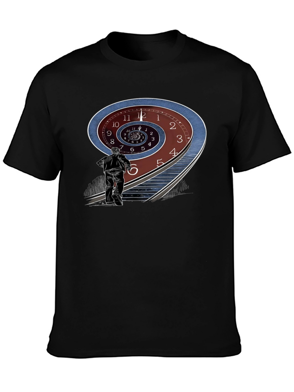 Time Spiral Graphic Tee - Black Cotton Blend