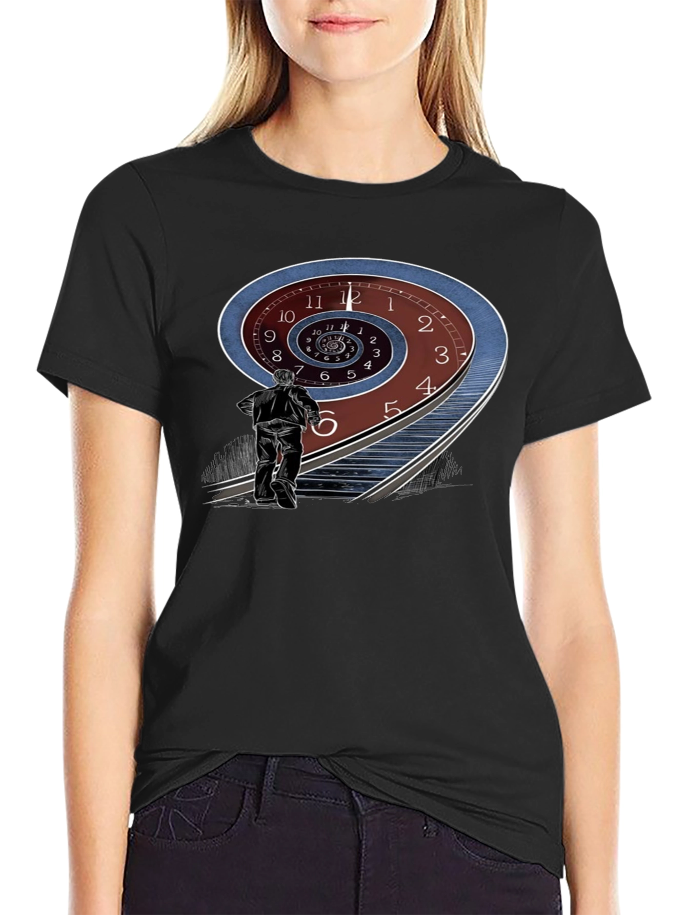 Time Spiral Graphic Tee - Black Cotton Blend