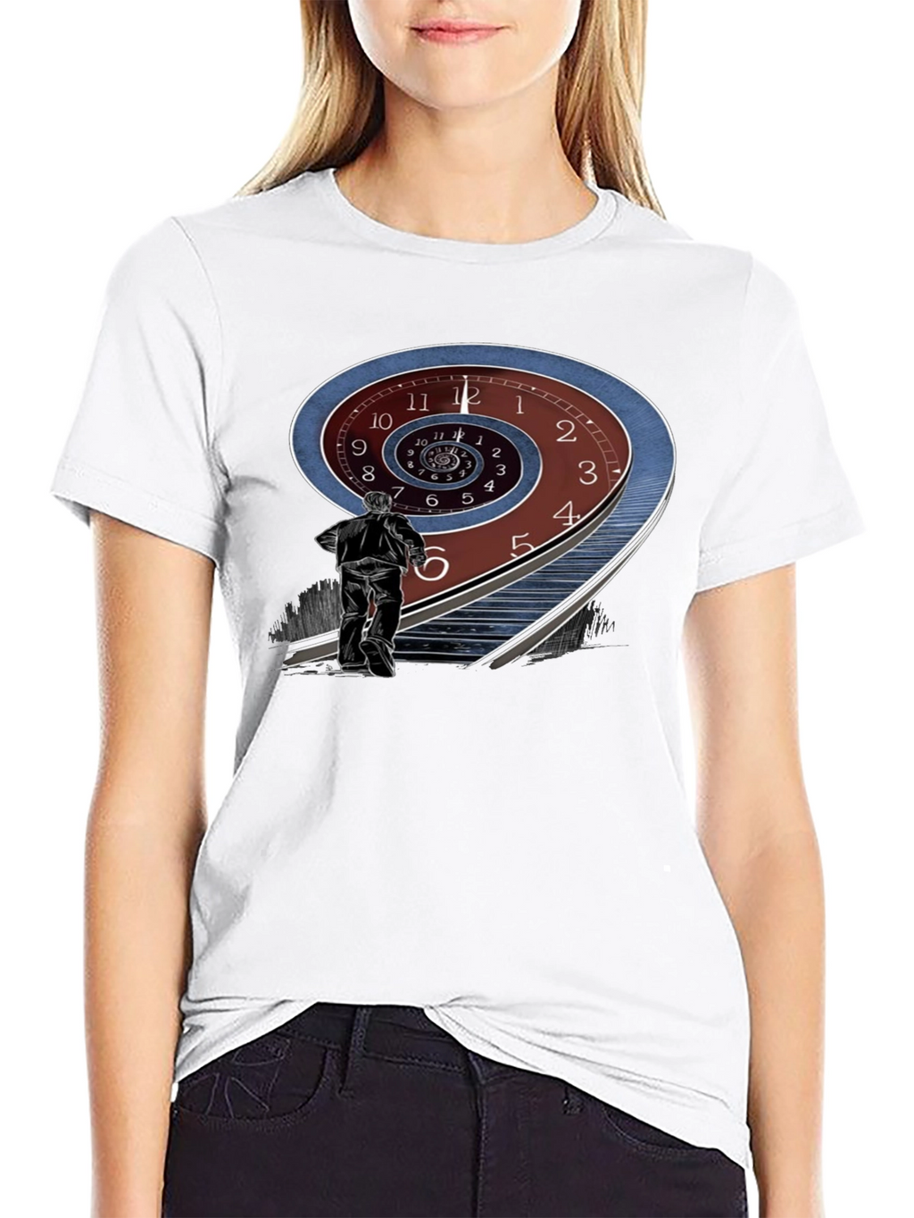 Time Spiral Graphic Tee - Black Cotton Blend