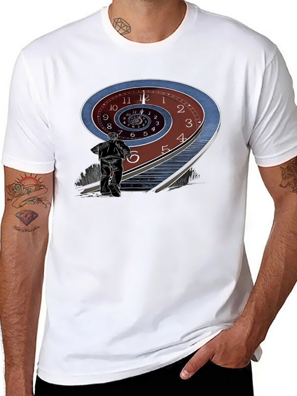 Time Spiral Graphic Tee - Black Cotton Blend