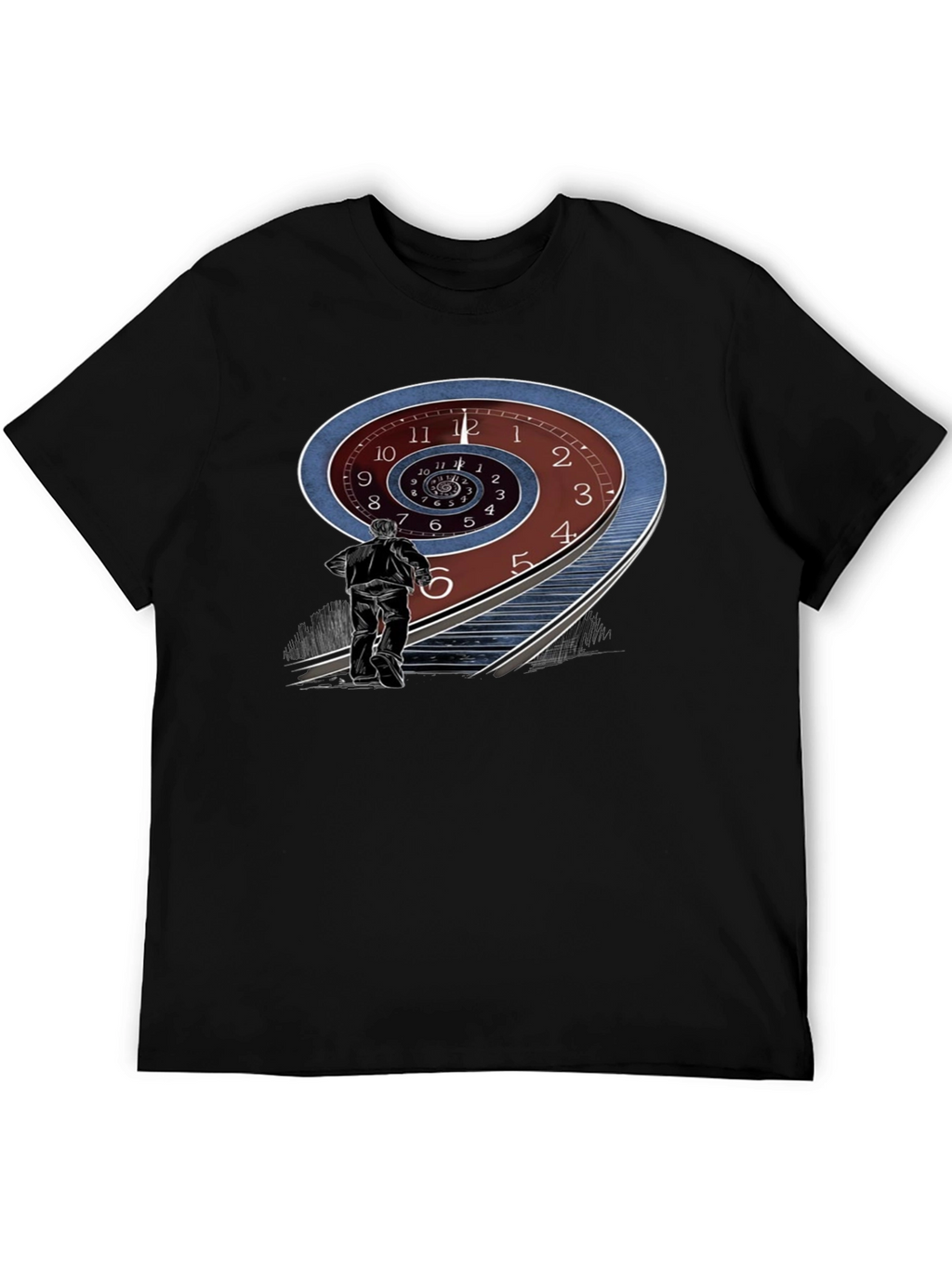 Time Spiral Graphic Tee - Black Cotton Blend