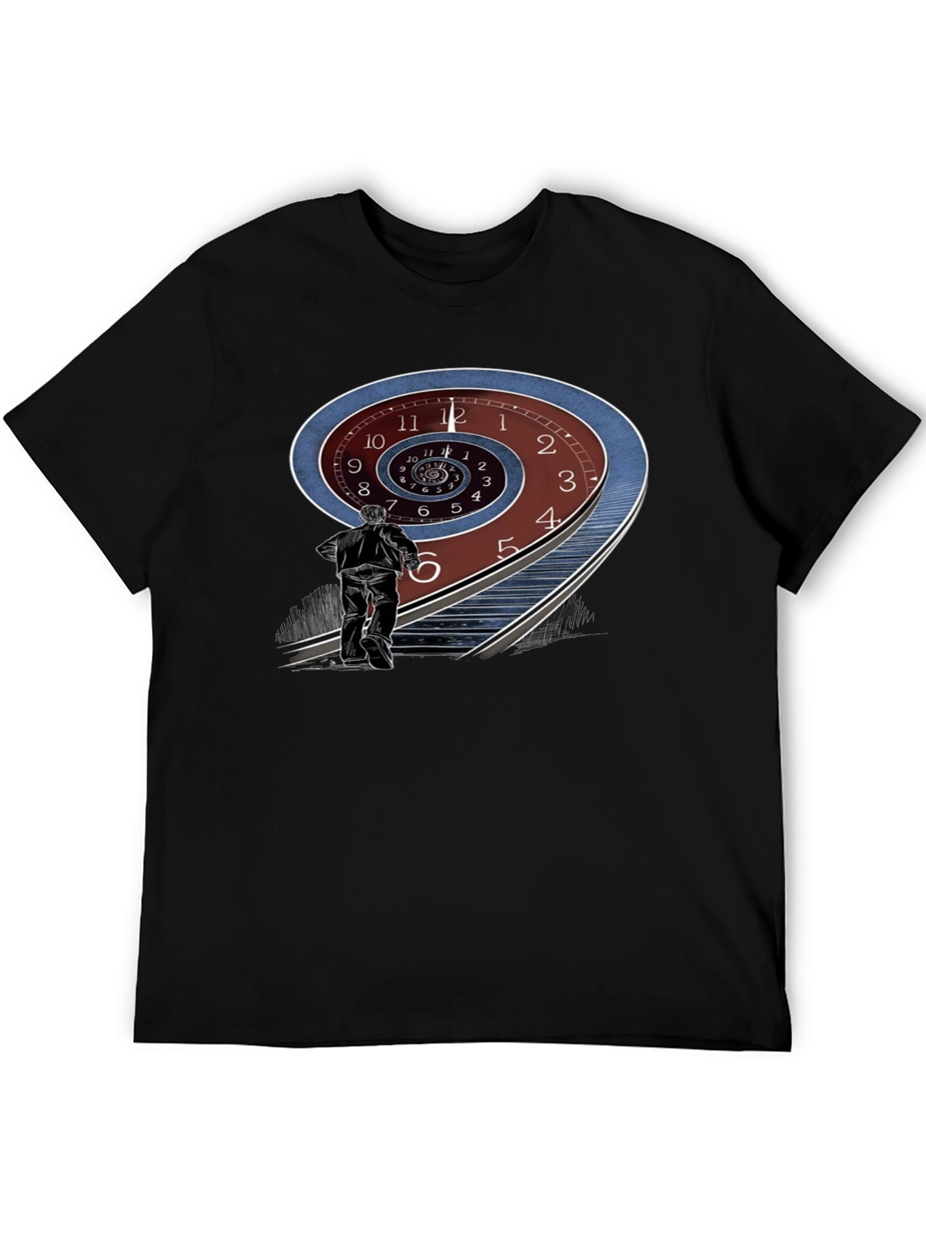 Time Spiral Graphic Tee - Black Cotton Blend