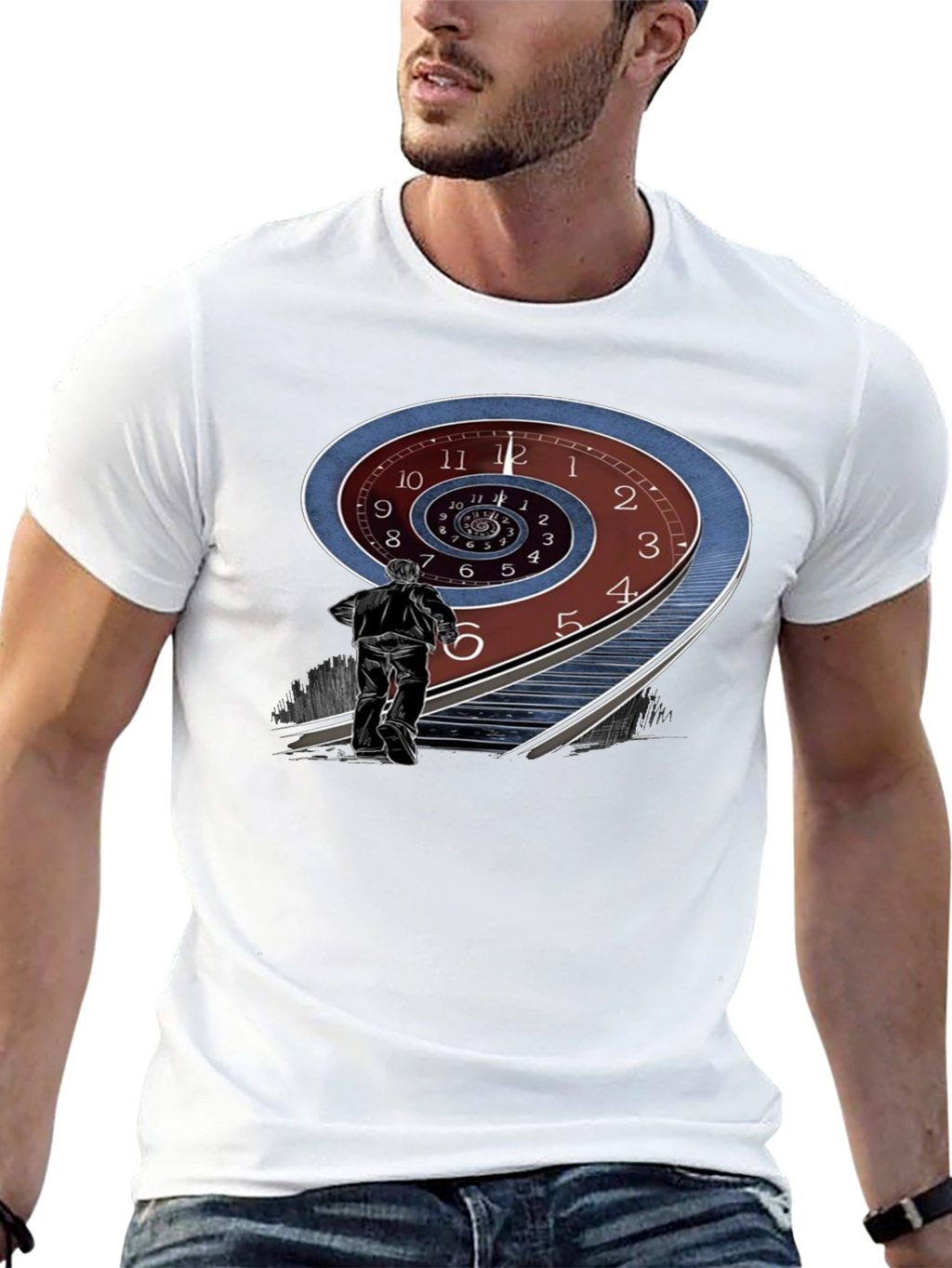 Time Spiral Graphic Tee - Black Cotton Blend
