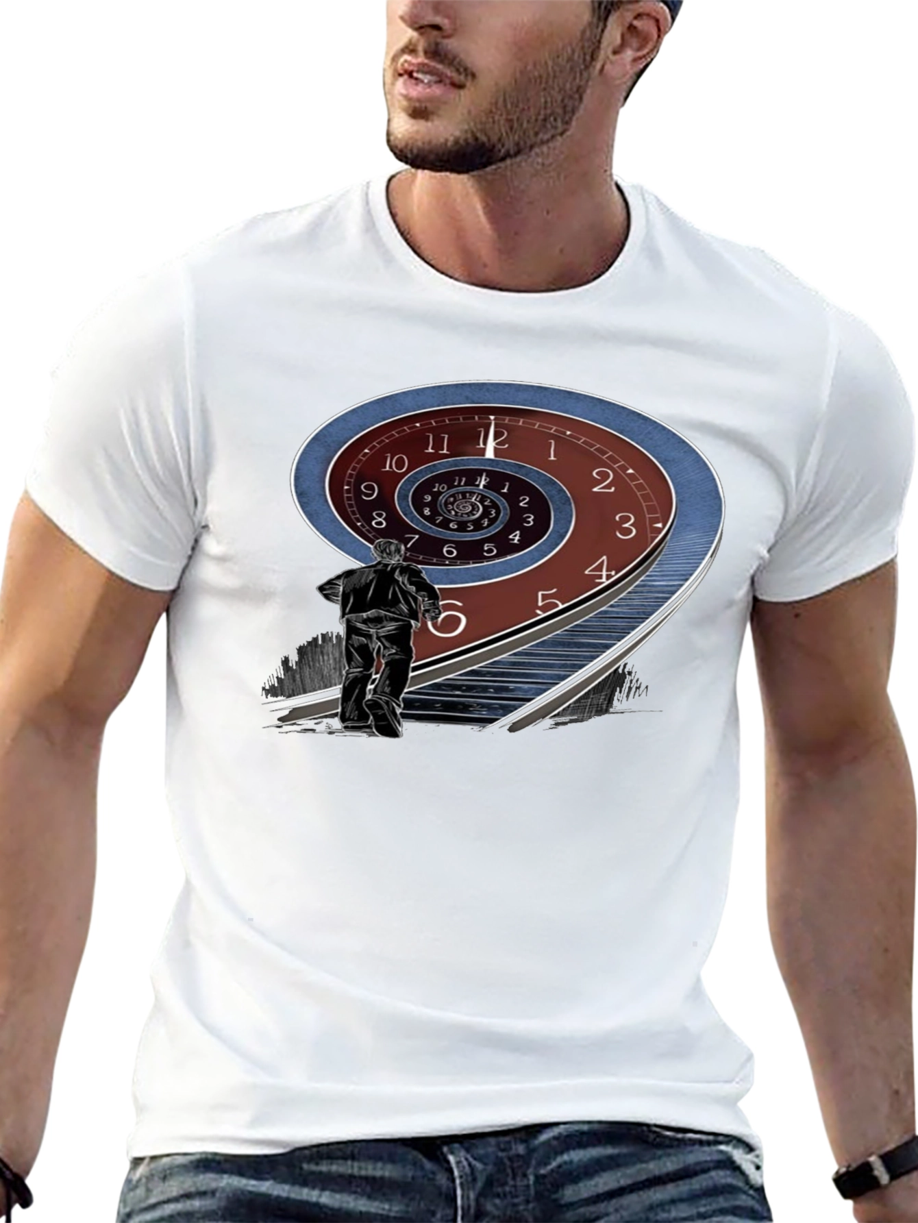 Time Spiral Graphic Tee - Black Cotton Blend