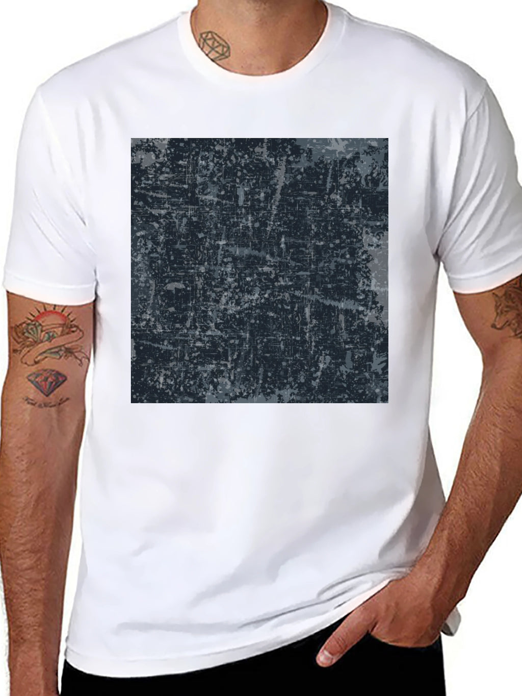Abstract Graphic Print Black Tee
