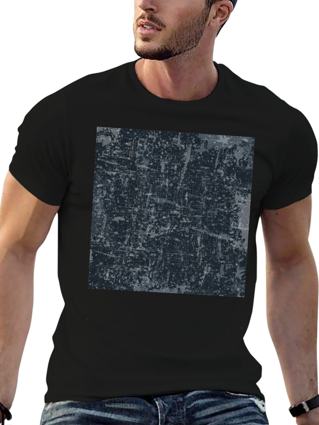 Abstract Graphic Print Black Tee