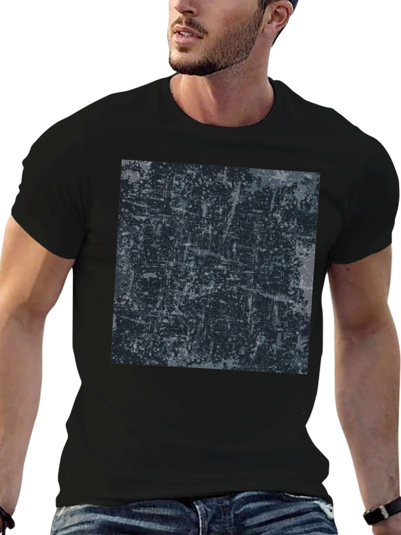 Abstract Graphic Print Black Tee