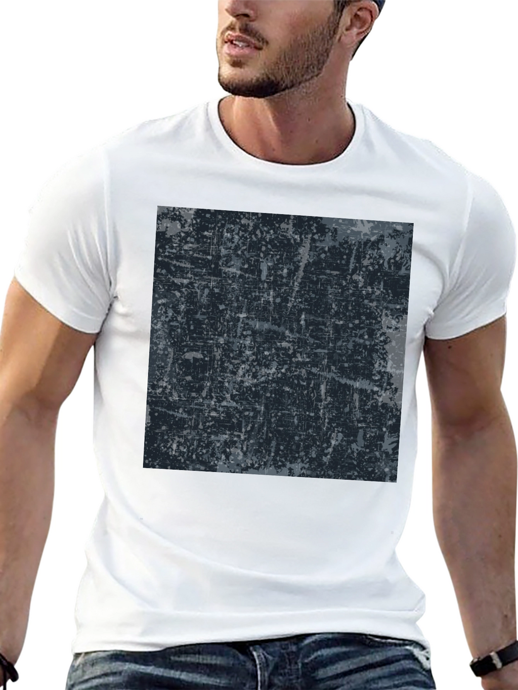 Abstract Graphic Print Black Tee