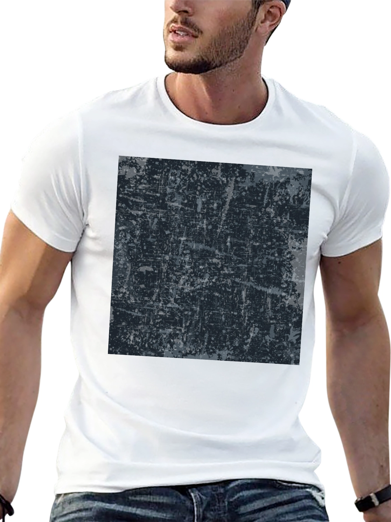 Abstract Graphic Print Black Tee