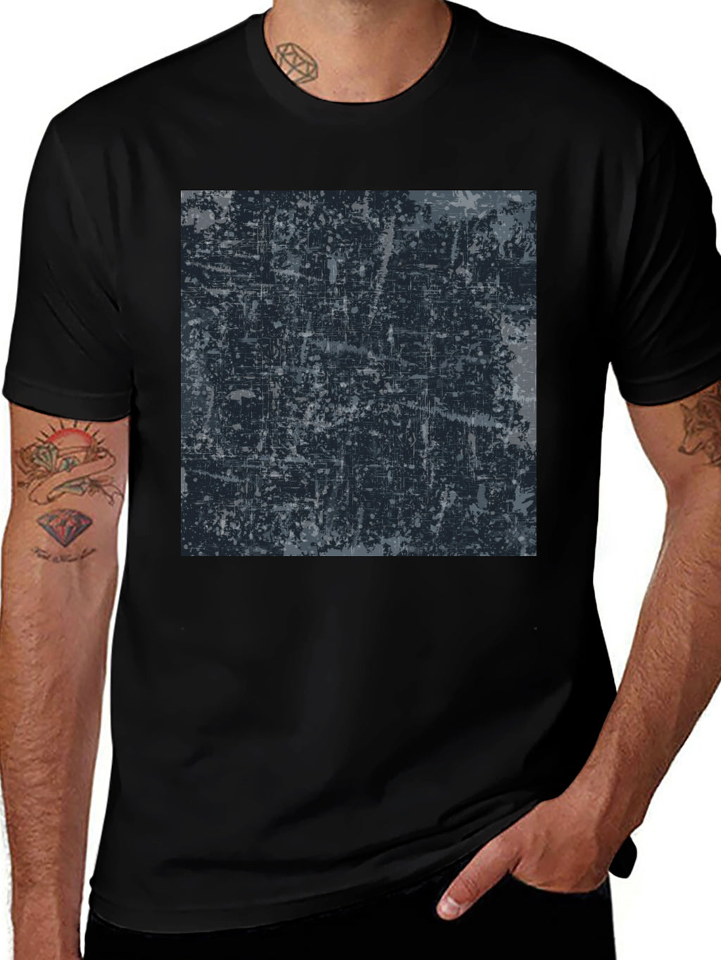 Abstract Graphic Print Black Tee