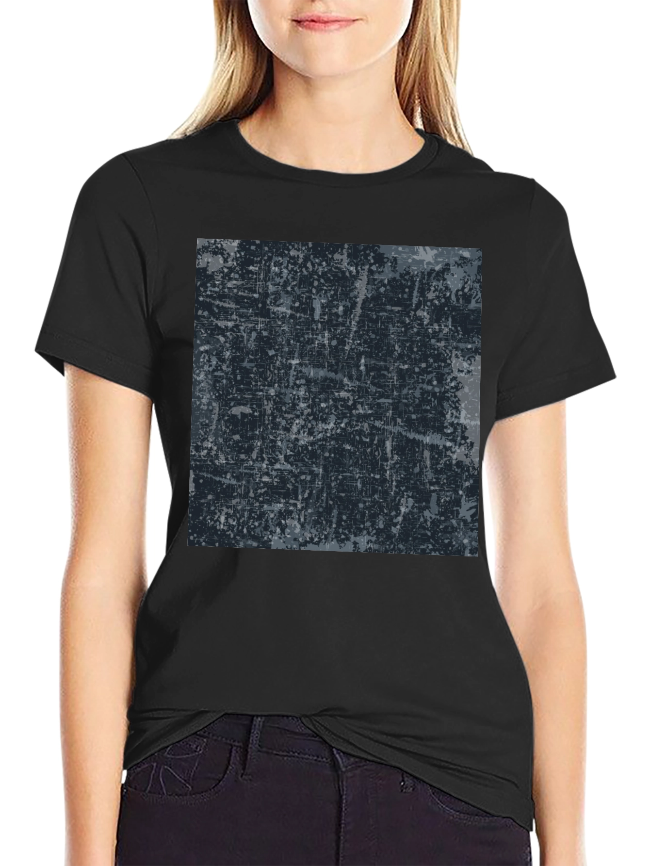 Abstract Graphic Print Black Tee