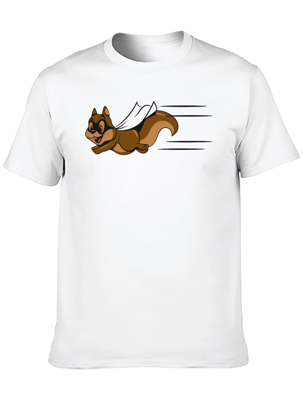 Cartoon Squirrel Graphic Tee - Black Crew Neck Shirt