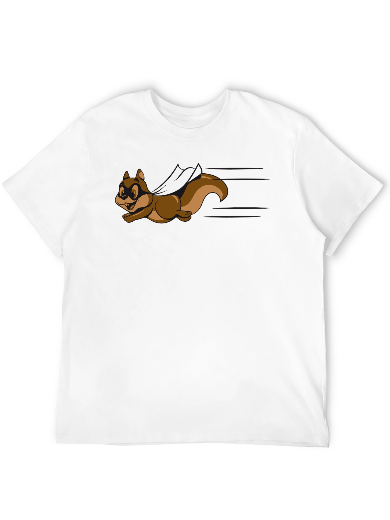 Cartoon Squirrel Graphic Tee - Black Crew Neck Shirt