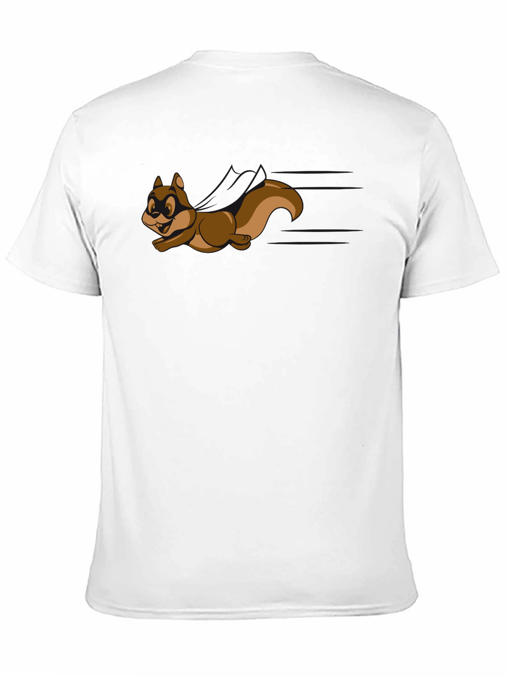 Cartoon Squirrel Graphic Tee - Black Crew Neck Shirt
